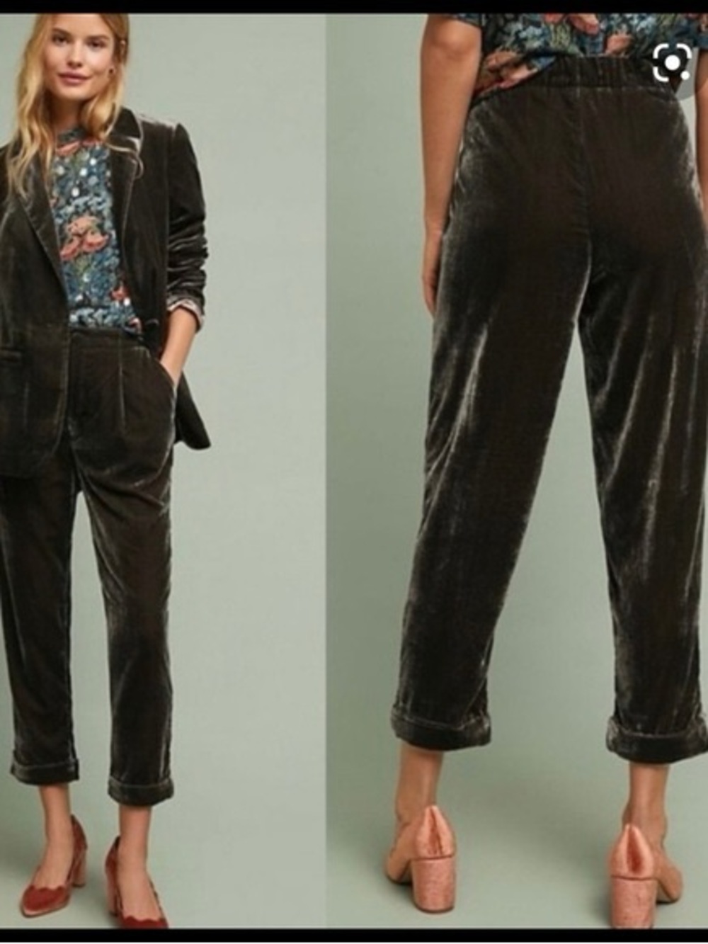Anthropologie | ett:twa Cuffed Velvet Trousers Cropped Boho Cottage Whimsigoth M